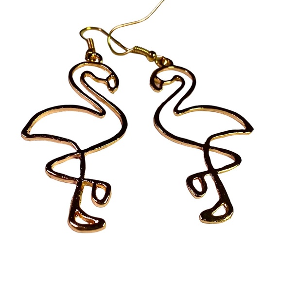 NWT Flamingo Earrings Gold Plated - Picture 1 of 3